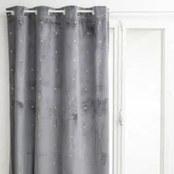 ATMOSPHERA Rideau Avec Tissage Brodé Doré - 140 X 260 Cm - Gris