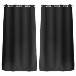 TOILINUX Lot De 2 Rideaux Unis Avec œillets - 140 X 240 Cm - Noir
