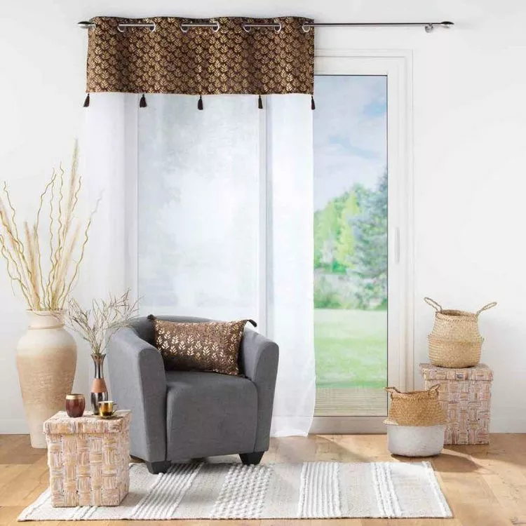 Paris Prix Rideau Voilage à Œillets Evie 140x240cm Choco – Image 4