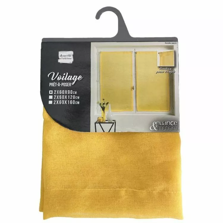 Paris Prix Paire De Voilages Sandra 60x90cm Jaune – Image 4