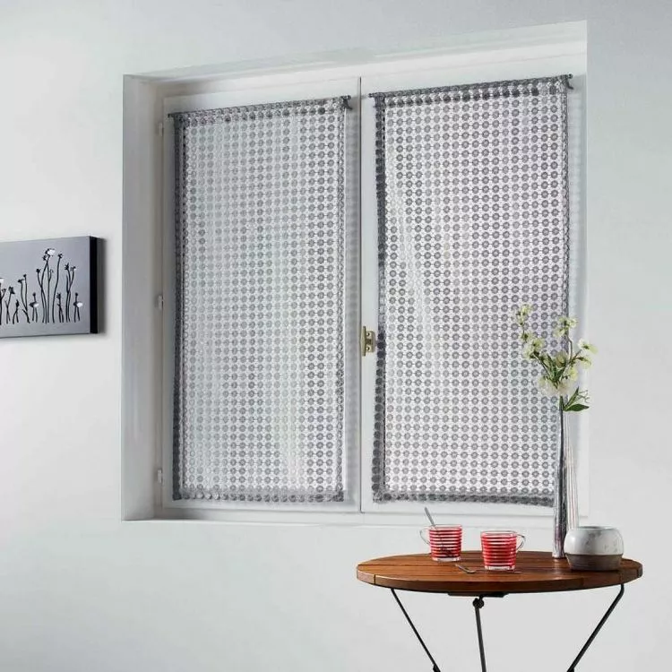 Paris Prix Paire De Voilages Maille Adria 60x90cm Gris