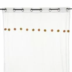 ATMOSPHERA Voilage Crème Avec Pompons - Rose Et Ocre