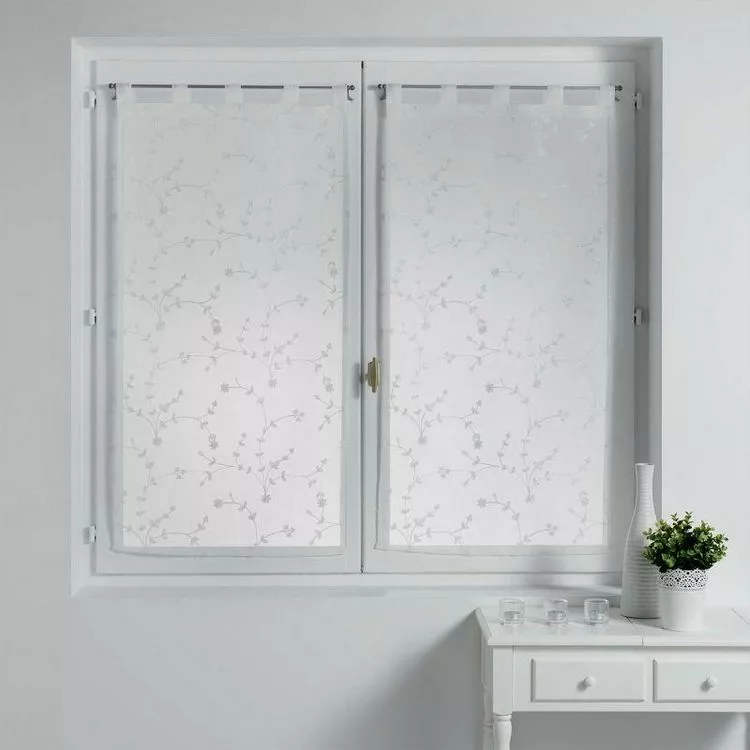 Paris Prix Paire De Voilages Petite Fleur 60x160cm Blanc