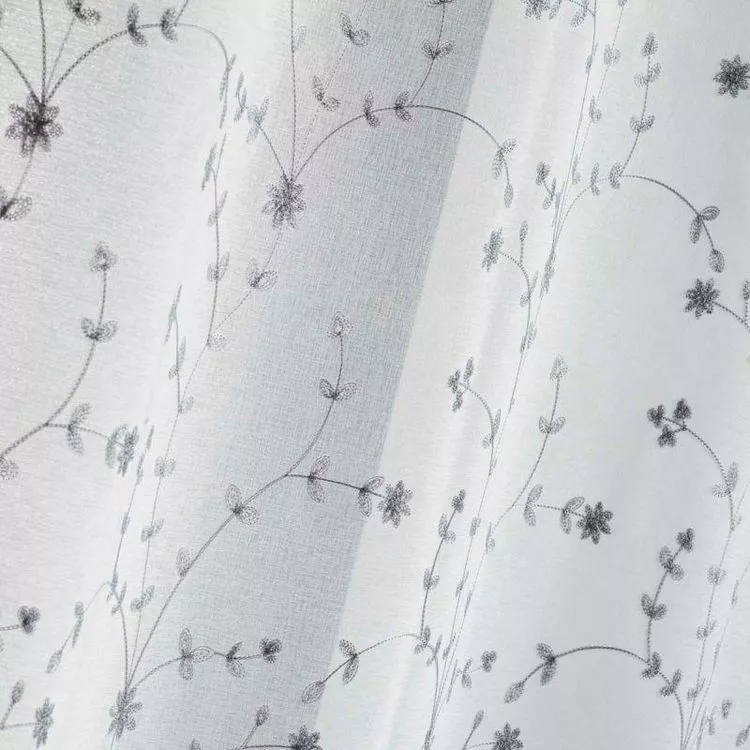 Paris Prix Paire De Voilages Petite Fleur 60x120cm Blanc & Gris â Image 2