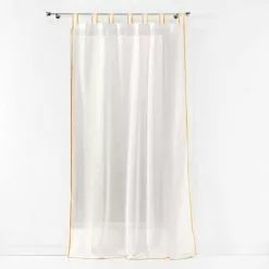 Paris Prix Rideau Voilage à Passants Casalina 140x280cm Blanc & Jaune