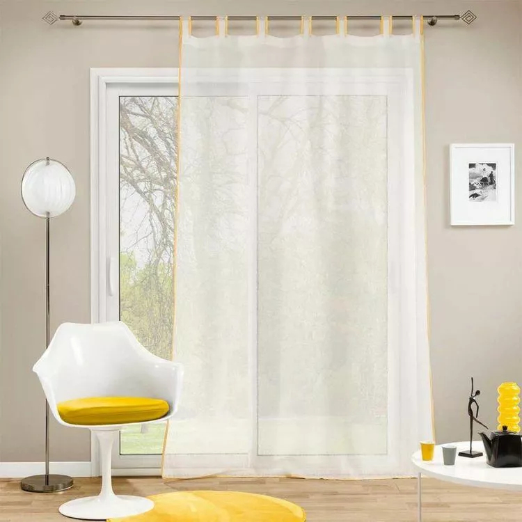 Paris Prix Rideau Voilage Ă Passants Casalina 140x280cm Blanc & Jaune â Image 3