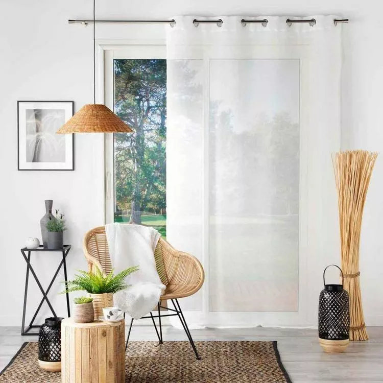 Paris Prix Rideau Voilage à Œillets Sandra 140x180cm Blanc – Image 3