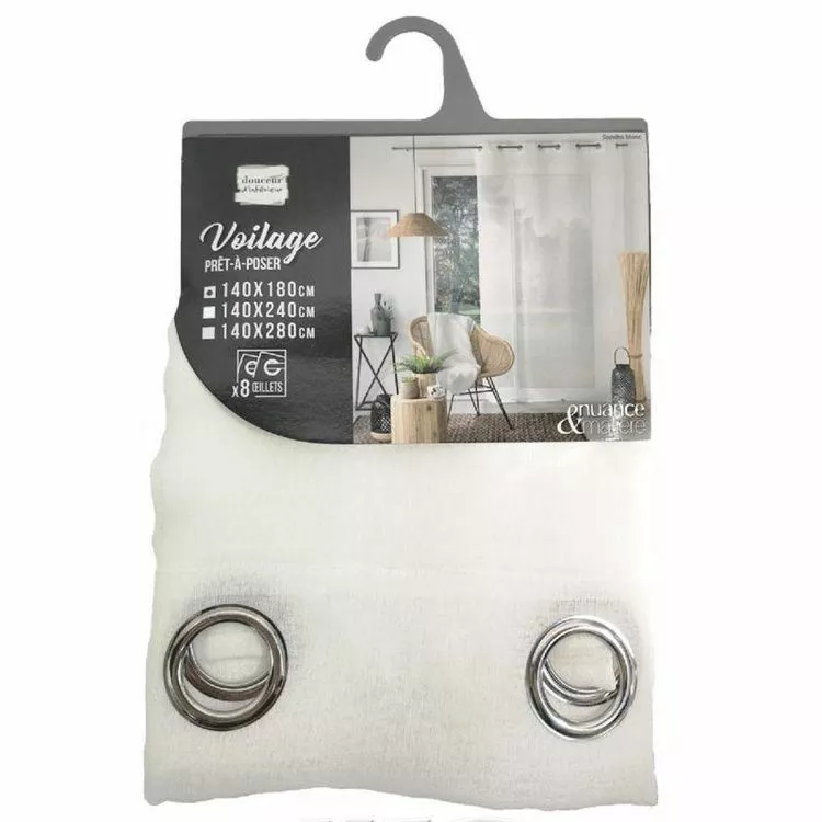 Paris Prix Rideau Voilage à Œillets Sandra 140x180cm Blanc – Image 4
