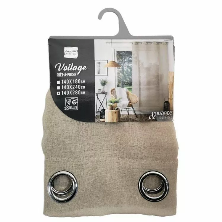 Paris Prix Rideau Voilage à Œillets Sandra 140x280cm Lin – Image 5