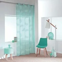 Paris Prix Rideau Voilage à Œillets Siloa 140x240cm Bleu