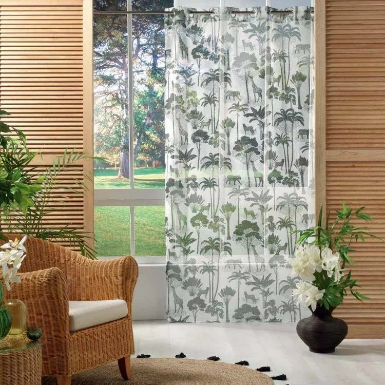 Paris Prix Rideau Voilage à Œillets Manapany 140x240cm Kaki – Image 4