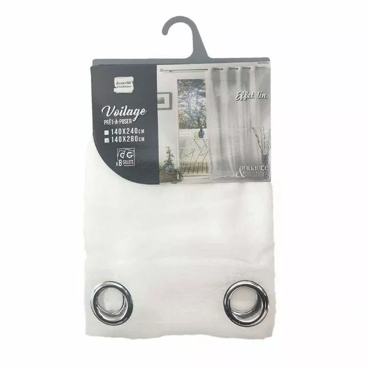 Paris Prix Rideau Voilage à Œillets Zazy 140x280cm Blanc – Image 4