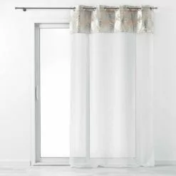 Paris Prix Rideau Voilage à Œillets Palmy Shine 140x240cm Argent