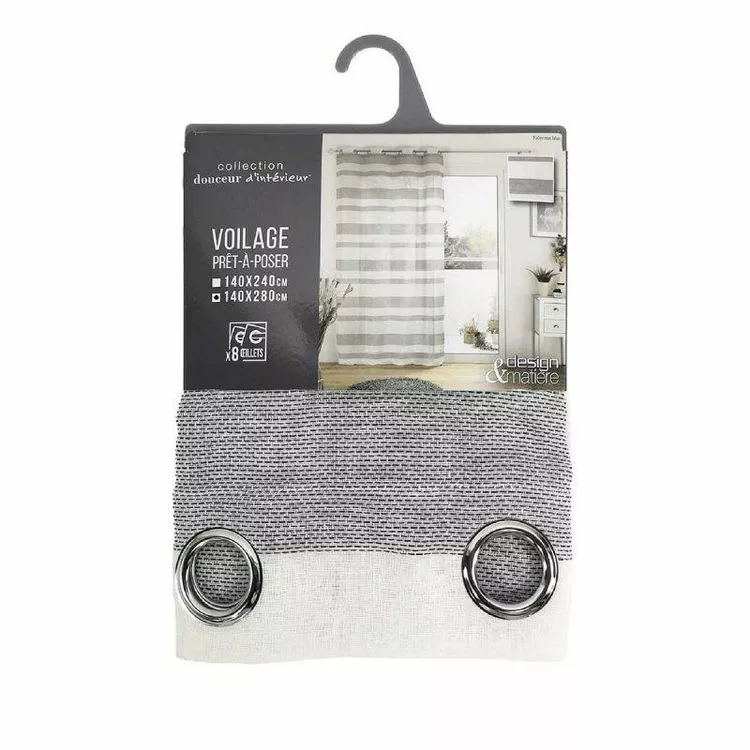 Paris Prix Rideau Voilage à Œillets Palerma 140x280cm Blanc – Image 4