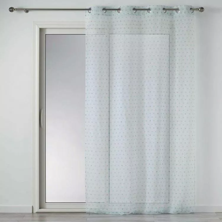 Paris Prix Rideau Voilage à Œillets Constelline 140x240cm Bleu