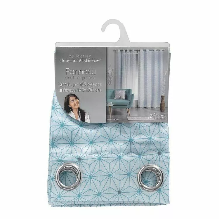 Paris Prix Rideau Voilage à Œillets Constelline 140x240cm Bleu – Image 3