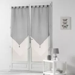 Paris Prix Paire De Voilages Duo 60x160cm Blanc & Gris