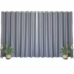 TOILINUX Lot De 2 Grands Rideaux Unis Occultants Avec œillets - 300 X 240 Cm - Gris