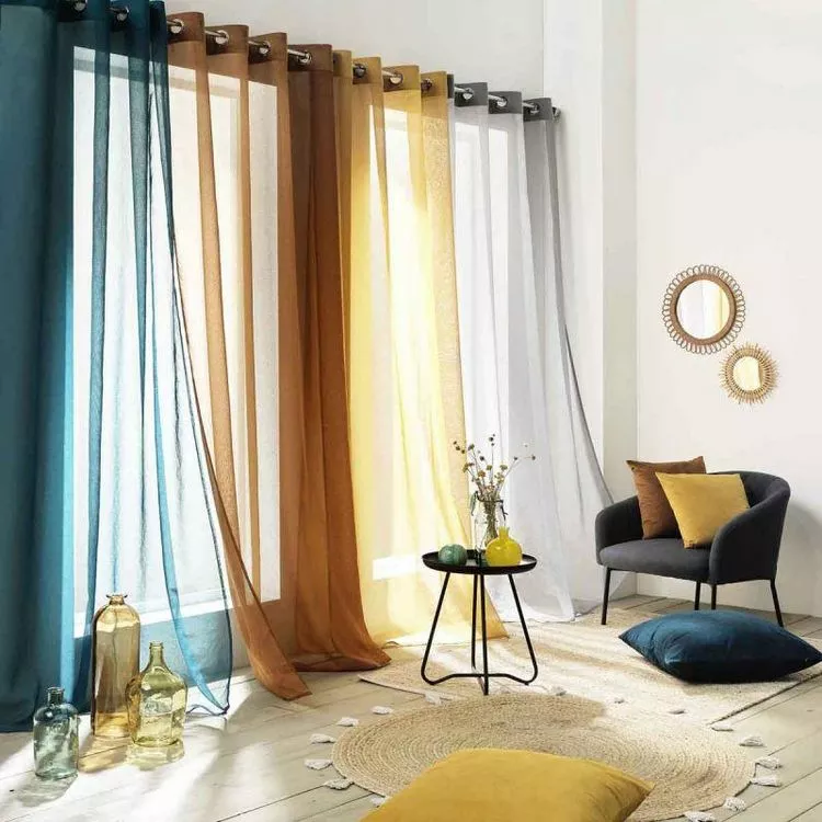 Paris Prix Rideau Voilage à Œillets Casual 140x240cm Terracotta – Image 5