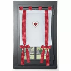 Lovely Casa Vitrage 45x100 Cm Lyna Rouge 100% Coton