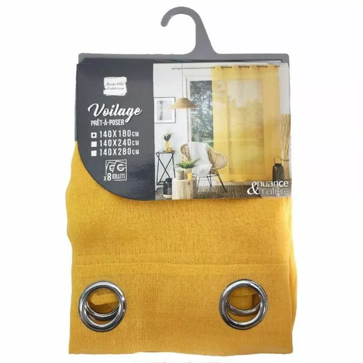 Paris Prix Rideau Voilage à Œillets Sandra 140x180cm Jaune – Image 5