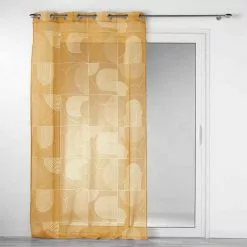 Paris Prix Rideau Voilage à Œillets Esquisse 140x240cm Camel