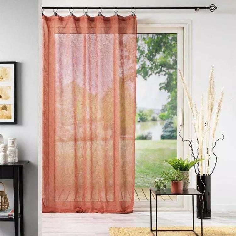 Paris Prix Rideau Voilage à Anneaux Linka 140x280cm Terracotta – Image 3