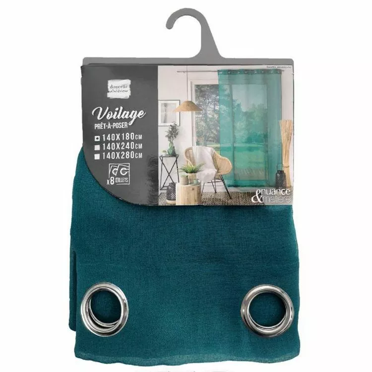 Paris Prix Rideau Voilage à Œillets Sandra 140x180cm Émeraude – Image 5
