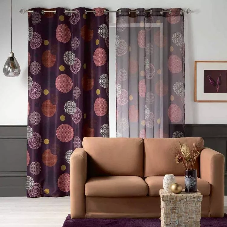 Paris Prix Rideau Voilage à Œillets Prem 140x240cm Prune – Image 3