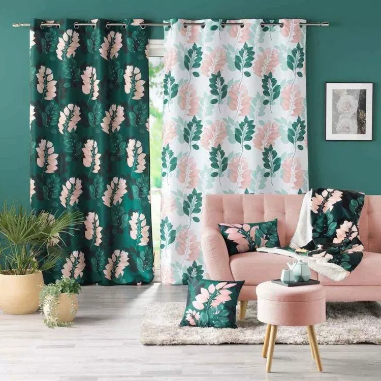 Paris Prix Rideau à Œillets Belline 140x280cm Blanc & Émeraude – Image 3