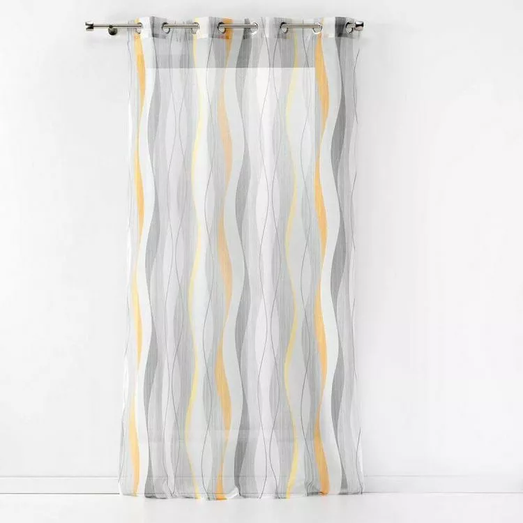 Paris Prix Rideau Voilage à Œillets Ondulys 140x280cm Jaune & Blanc
