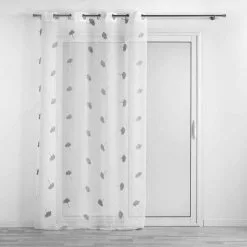 Paris Prix Rideau Voilage à Œillets Ariella 140x280cm Blanc & Gris