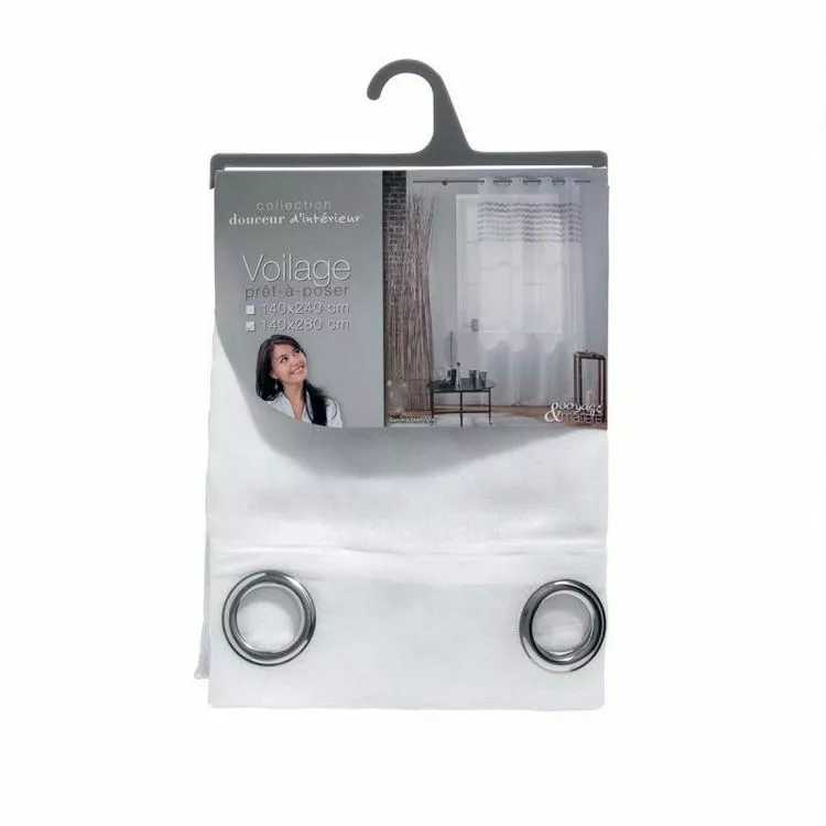 Paris Prix Rideau Voilage à Œillets Sandina 140x280cm Gris – Image 3