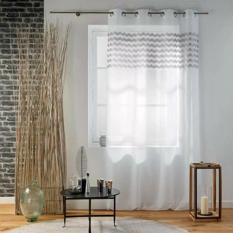 Paris Prix Rideau Voilage à Œillets Sandina 140x280cm Gris – Image 4