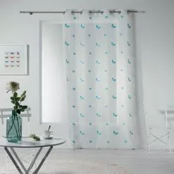 Paris Prix Rideau Voilage à Œillets Nymphea 140x240cm Bleu