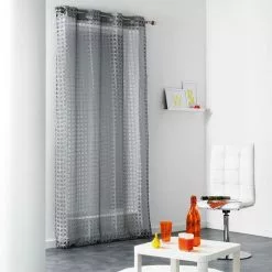 Paris Prix Rideau Voilage à Œillets Glorenza 140x240cm Gris