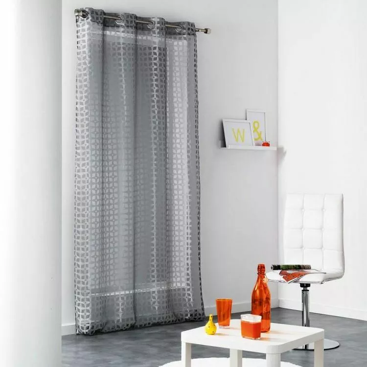 Paris Prix Rideau Voilage à Œillets Glorenza 140x240cm Gris