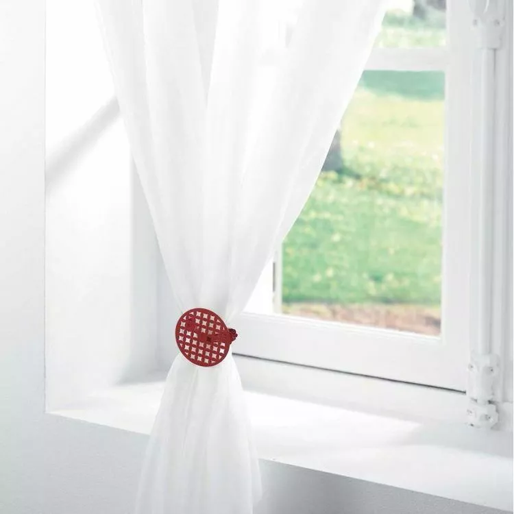 Paris Prix Lot De 2 Embrasses De Rideau Rondoline 7cm Rouge â Image 2