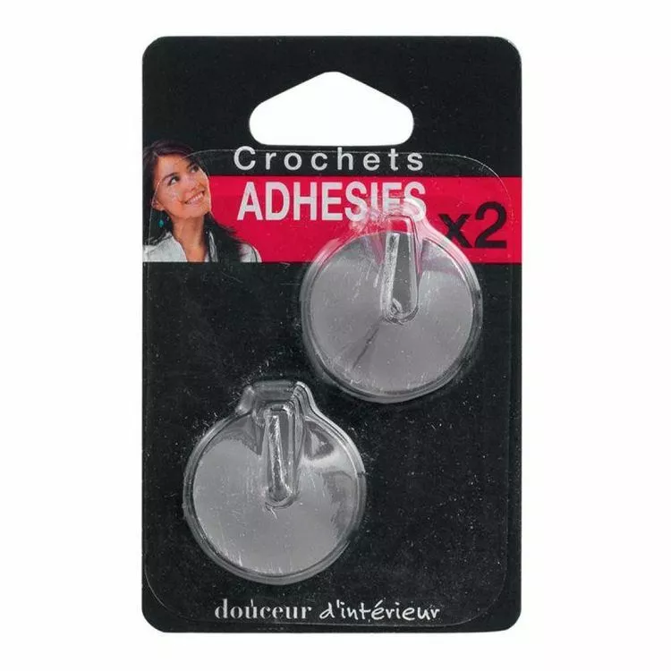 Paris Prix Lot De 2 Crochets Adhésifs Déco 11cm Gris & Argent – Image 2