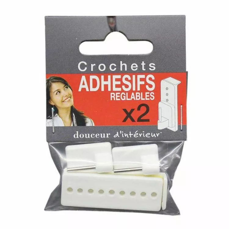 Paris Prix Lot De 2 Crochets Adhésifs Réglables 10cm Blanc – Image 2