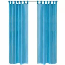 VIDAXL Rideau Fin Turquoise 140x175 Cm 2 Pcs