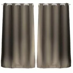TOILINUX Lot De 2 Rideaux Unis Occultants Avec œillets - 140 X 240 Cm - Marron