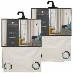 TOILINUX Lot De 2 Rideaux Lilou - 140 X 260 Cm - Ivoire