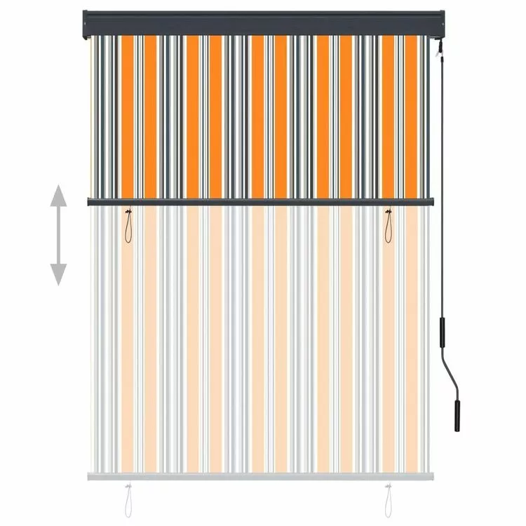 VIDAXL Store Roulant D'exterieur 120x250 Cm Jaune Et Bleu – Image 3