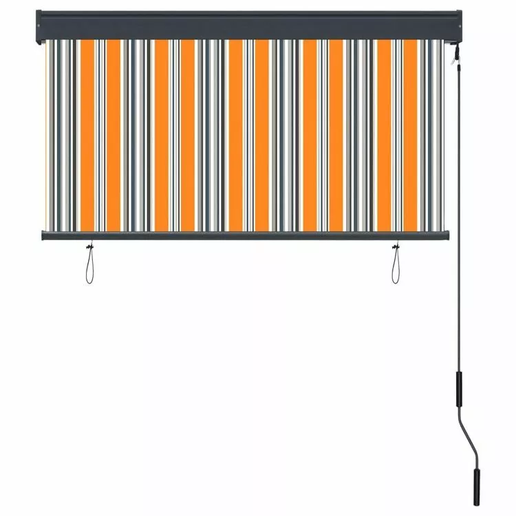 VIDAXL Store Roulant D'exterieur 120x250 Cm Jaune Et Bleu – Image 4