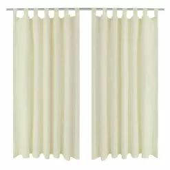 VIDAXL 2 Pcs Rideau A Passant Micro Satin Creme 140 X 225 Cm