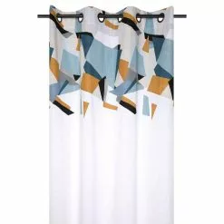 Lovely Casa Rideau à œillets 140x260 Cm Quadro Bleu Coton