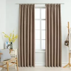VIDAXL Rideaux Occultants Avec Crochets 2 Pcs Taupe 140x225 Cm