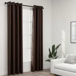 VIDAXL Rideaux Occultants Aspect Lin Avec œillets 2pcs Taupe 140x245cm