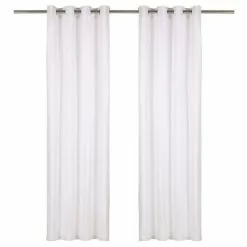 VIDAXL Rideaux Avec Anneaux En Metal 2 Pcs Coton 140x245 Cm Blanc